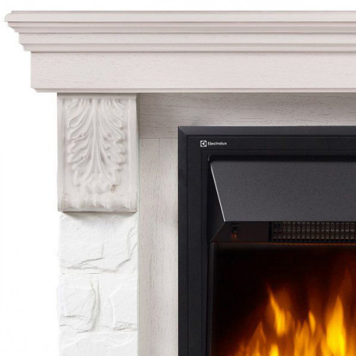 Электрокамин с классическим очагом 2D Electrolux EFP/P-1020LS с порталом Firelight Forte Classic U (угловой) камень белый, шпон белёный дуб