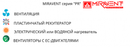 Приточно-вытяжная вентиляционная установка MIRAVENT PR 750 W (с водяным калорифером)