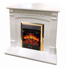 Электрокамин с классическим очагом 2D Royal Flame Sorrento угл. (Белый) c очагом Majestic FX Brass/Black