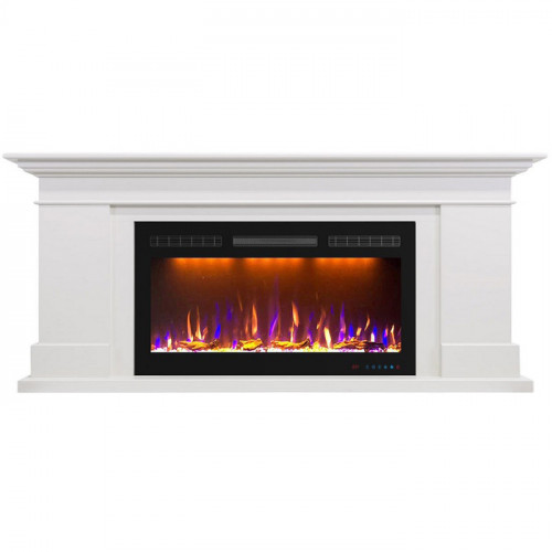 Электрокамин с широким очагом 2D Royal Flame California (белый) с очагом Crystal 40 RF
