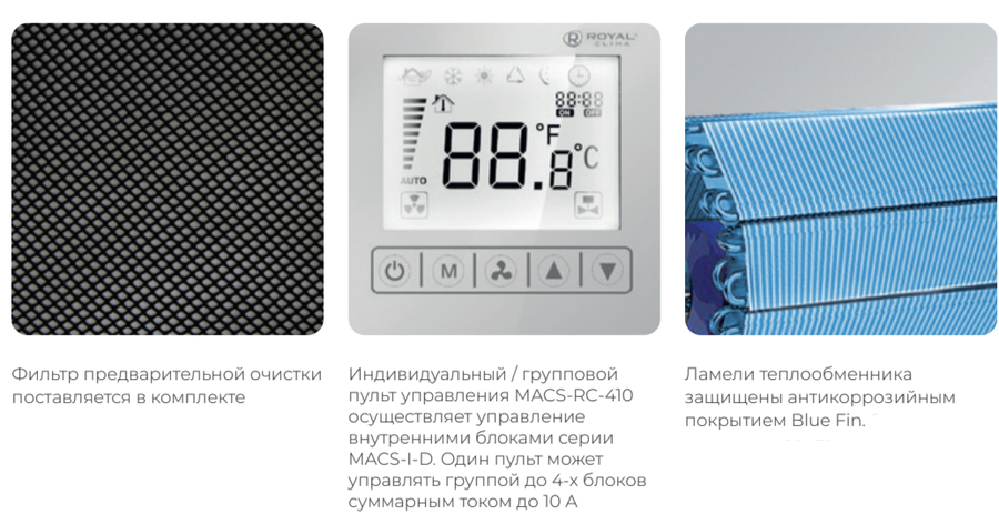 Канальный фанкойл до 12 кВт Royal Clima MACS-I-D120P4K
