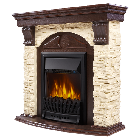 Электрокамин с классическим очагом 2D Electrolux EFP/P-1020LS с порталом Firelight Torre Classic камень слоновая кость, темный дуб