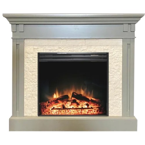 Электрокамин с широким очагом 2D Royal Flame Cambridge Umbra Grey камень бежевый с очагом Jupiter FX New (умбра грей)
