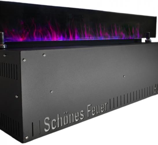 Встраиваемый очаг в модуль Schones Feuer 3D FireLine 600 Pro стальной + синий цвет