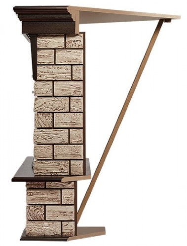 Угловой широкий портал Firelight Forte Wood 25U (угловой) камень коричневый, шпон темный дуб