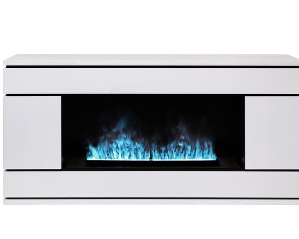 Электрокамин с широким очагом 3D Real-Flame VEGA CST1000 WT с очагом 3D CASSETTE 1000 LED RGB